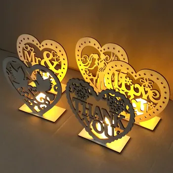 Širdies Taikos Balandis Su LED Žibintai, Medinių Vestuvių Reikmenys, Namų Dekoravimo, Amatų Dekoratyvinis kortelės