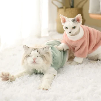 Šuo rudens ir žiemos mados mielas minkštas paprastas sporto šiltas katė drabužius atsitiktinis audinės kailio, odos draugiškas ir patogus, pritaikytas drabužiai