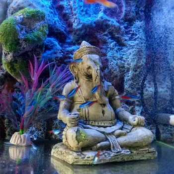 Žuvų Bakas Dirbtinis Dramblys Galvą Buda Apdailos Akvariumas Buda Akmens Ornamentu Sėdi Statula Amatų Žuvų, Roplių